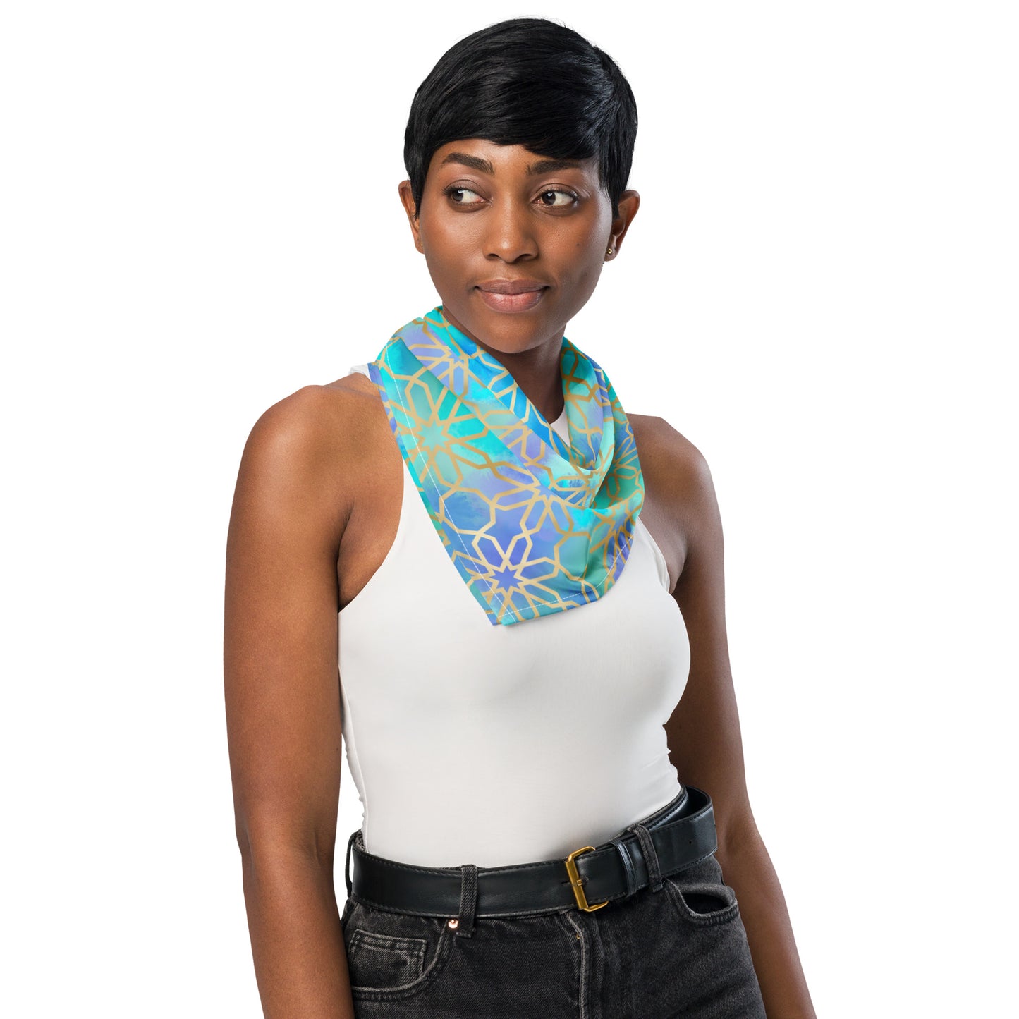 All-over print bandana - Arabian Geometry in Red Sea Watercolors