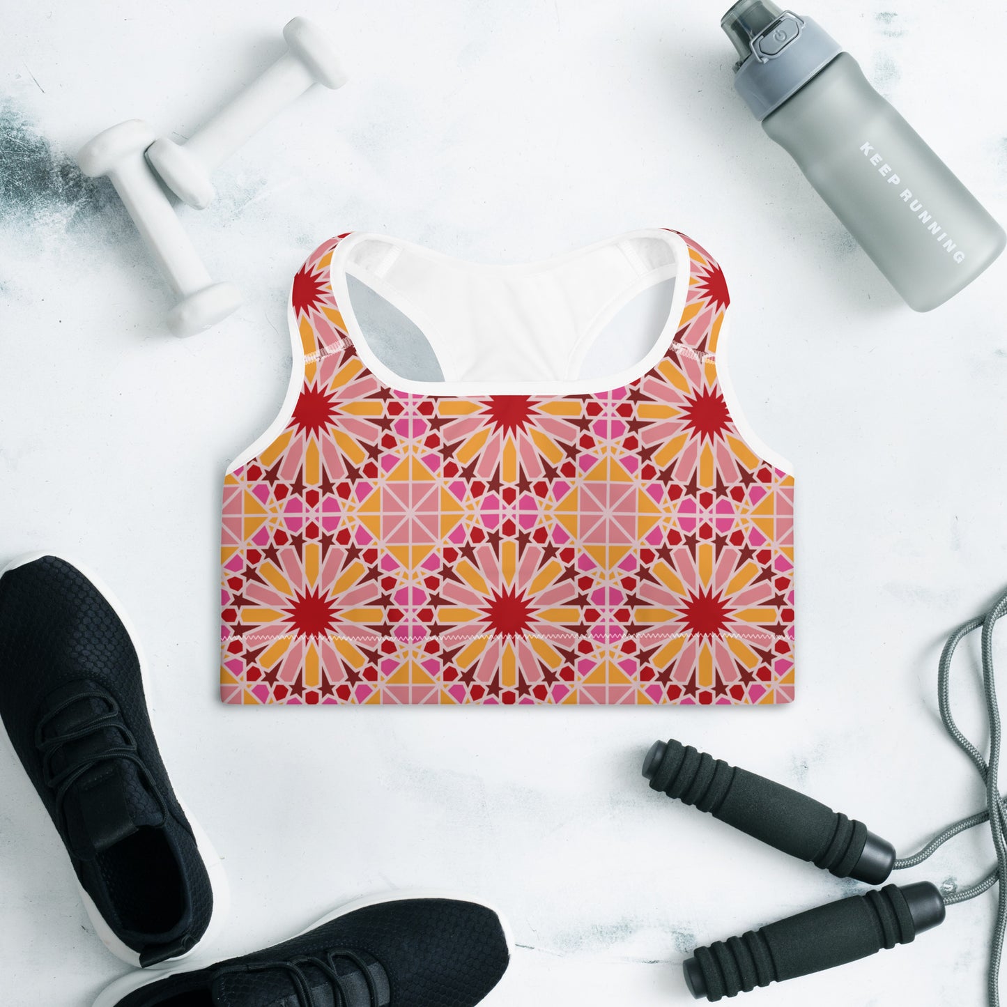 Padded Sports Bra - Geometric Candy