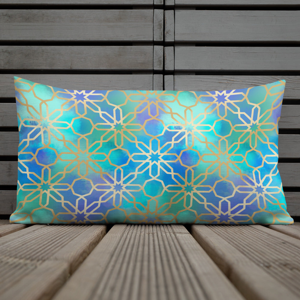 Premium Pillow -  Arabian Geometry in Red Sea Watercolors