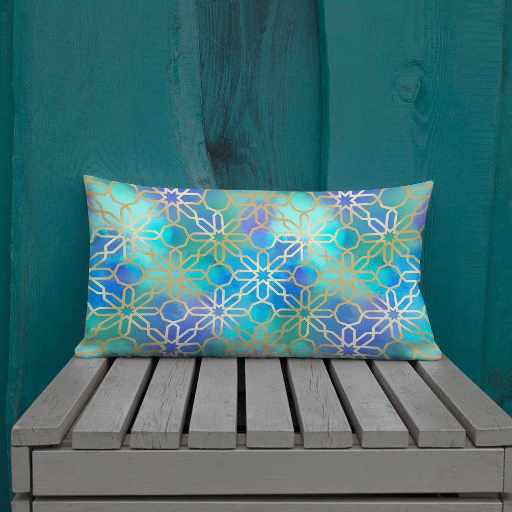 Premium Pillow -  Arabian Geometry in Red Sea Watercolors