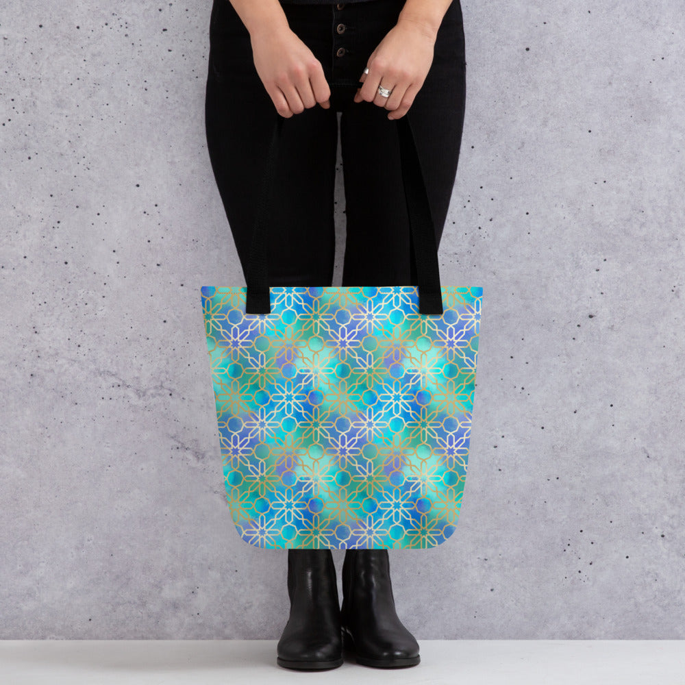 Tote bag - Arabian Geometry in Res Sea Watercolors
