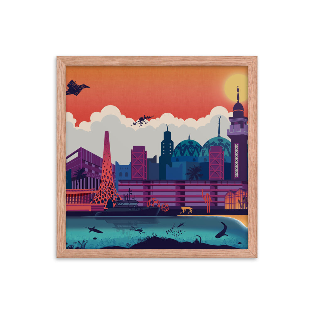 KAUST Skyline Urbanscape Framed poster