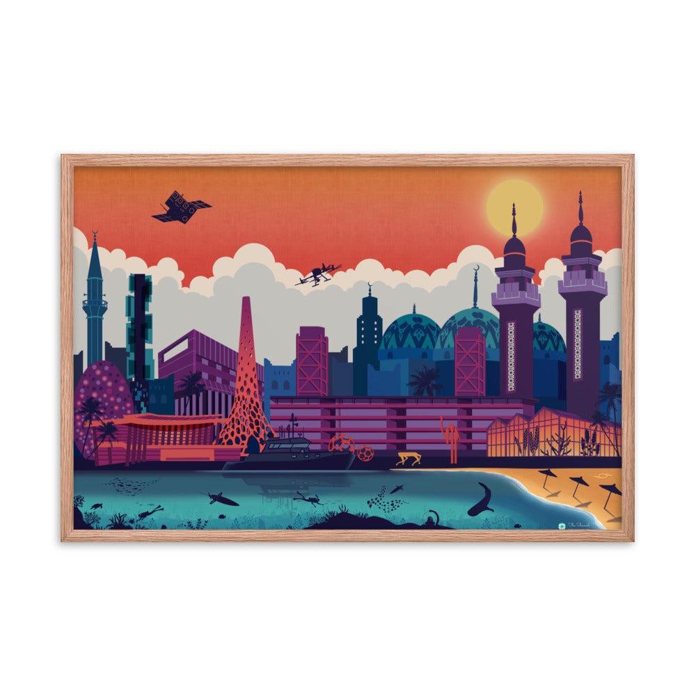 KAUST Skyline Urbanscape Framed poster