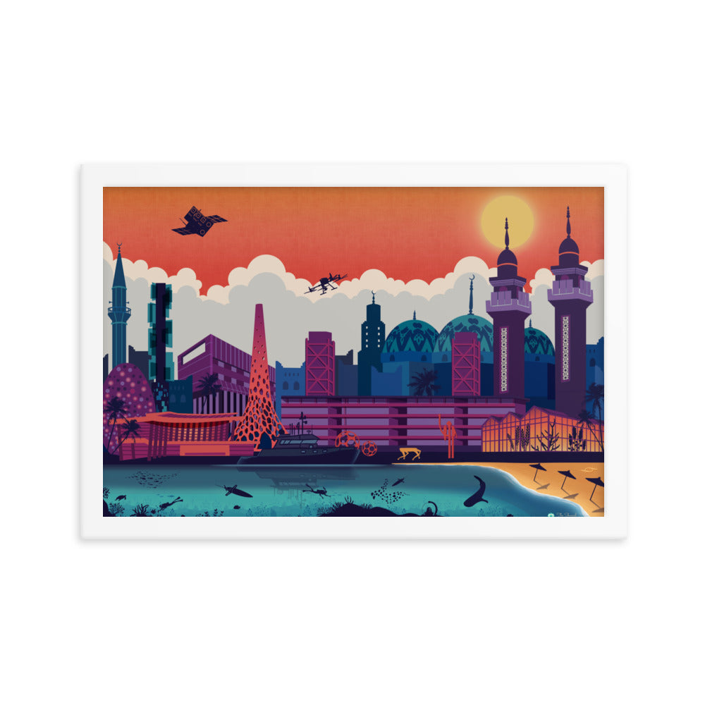 KAUST Skyline Urbanscape Framed poster