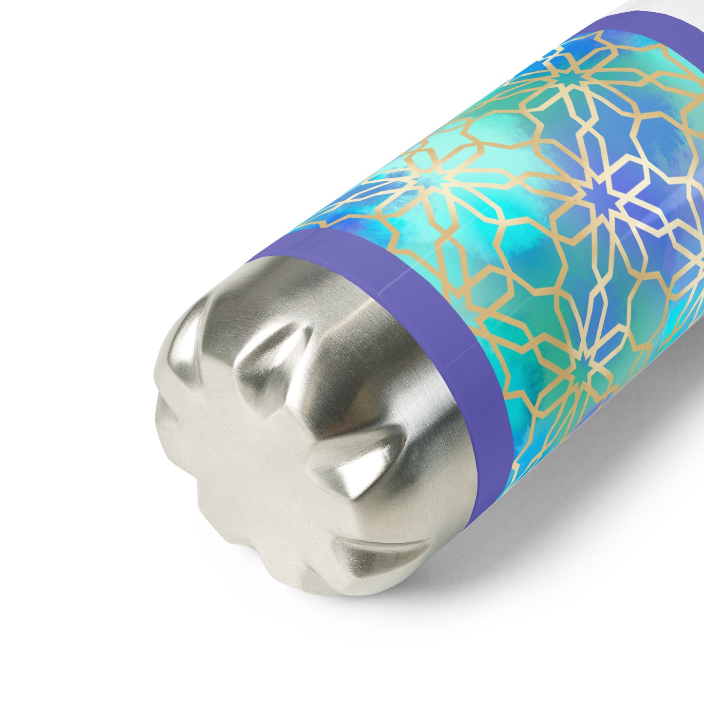 Stainless Steel Water Bottle - Arabian Geometry in Res Sea Watercolors