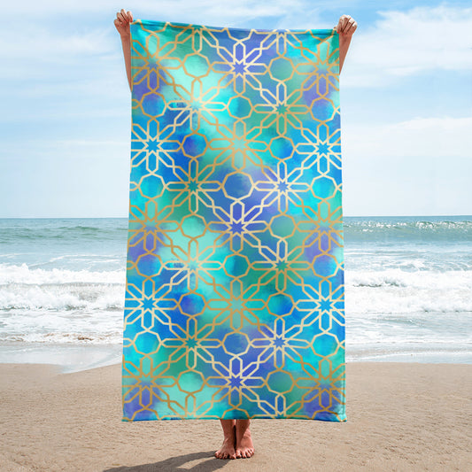 Towel - Arabian Geometry in Red Sea Watercolors