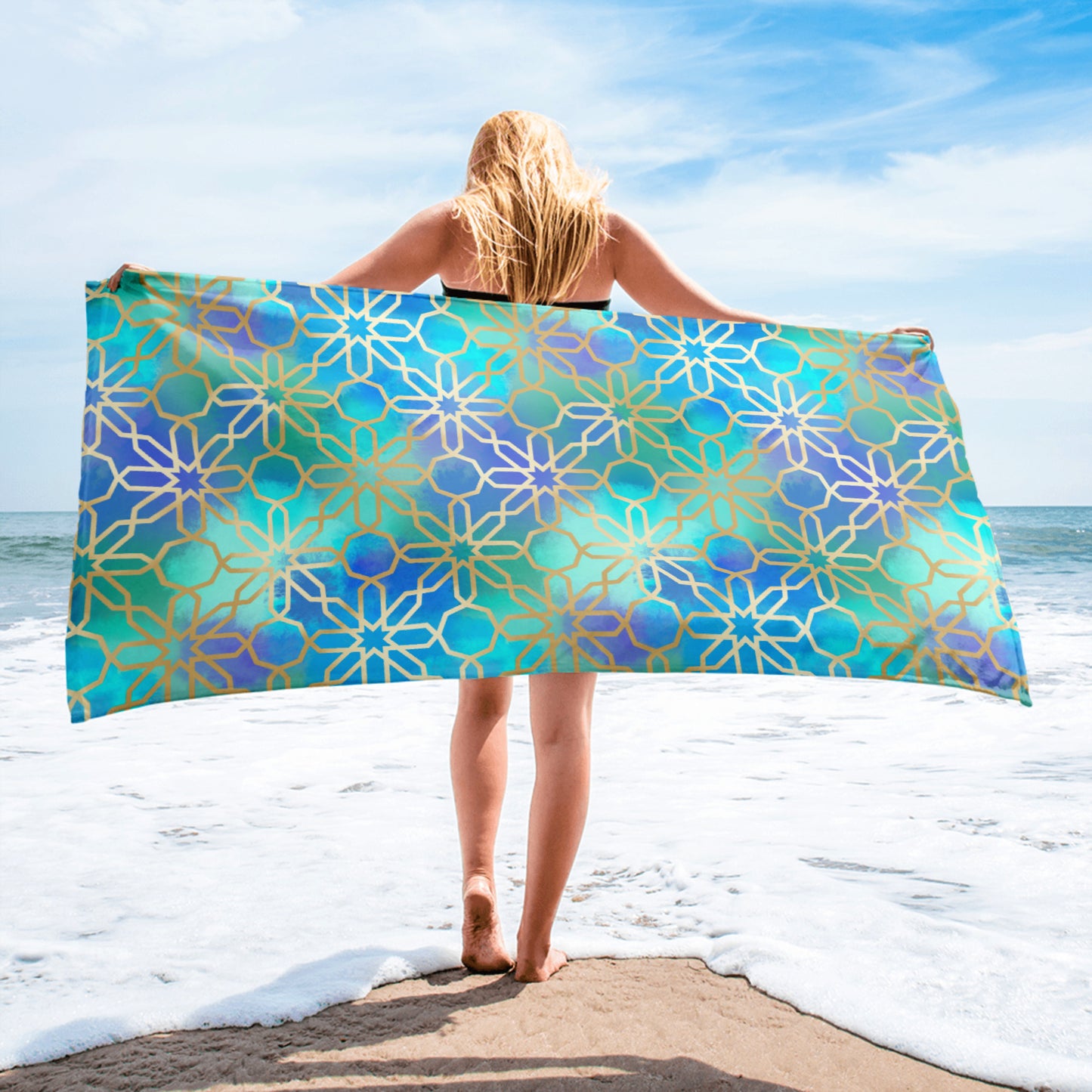 Towel - Arabian Geometry in Red Sea Watercolors
