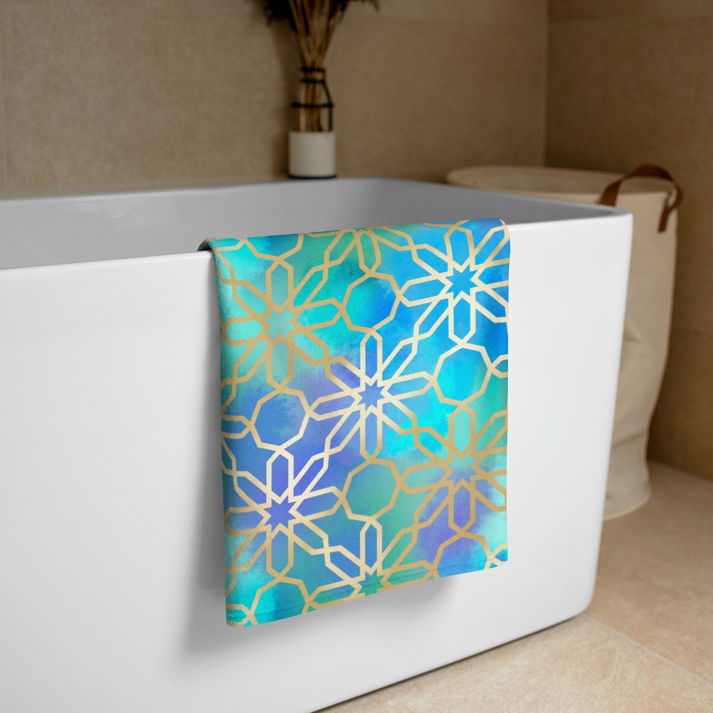 Towel - Arabian Geometry in Red Sea Watercolors