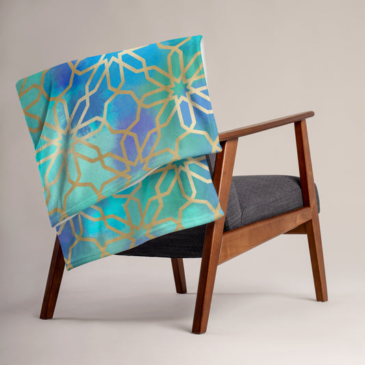 Throw Blanket - Arabian Geometry in Red Sea Watercolors