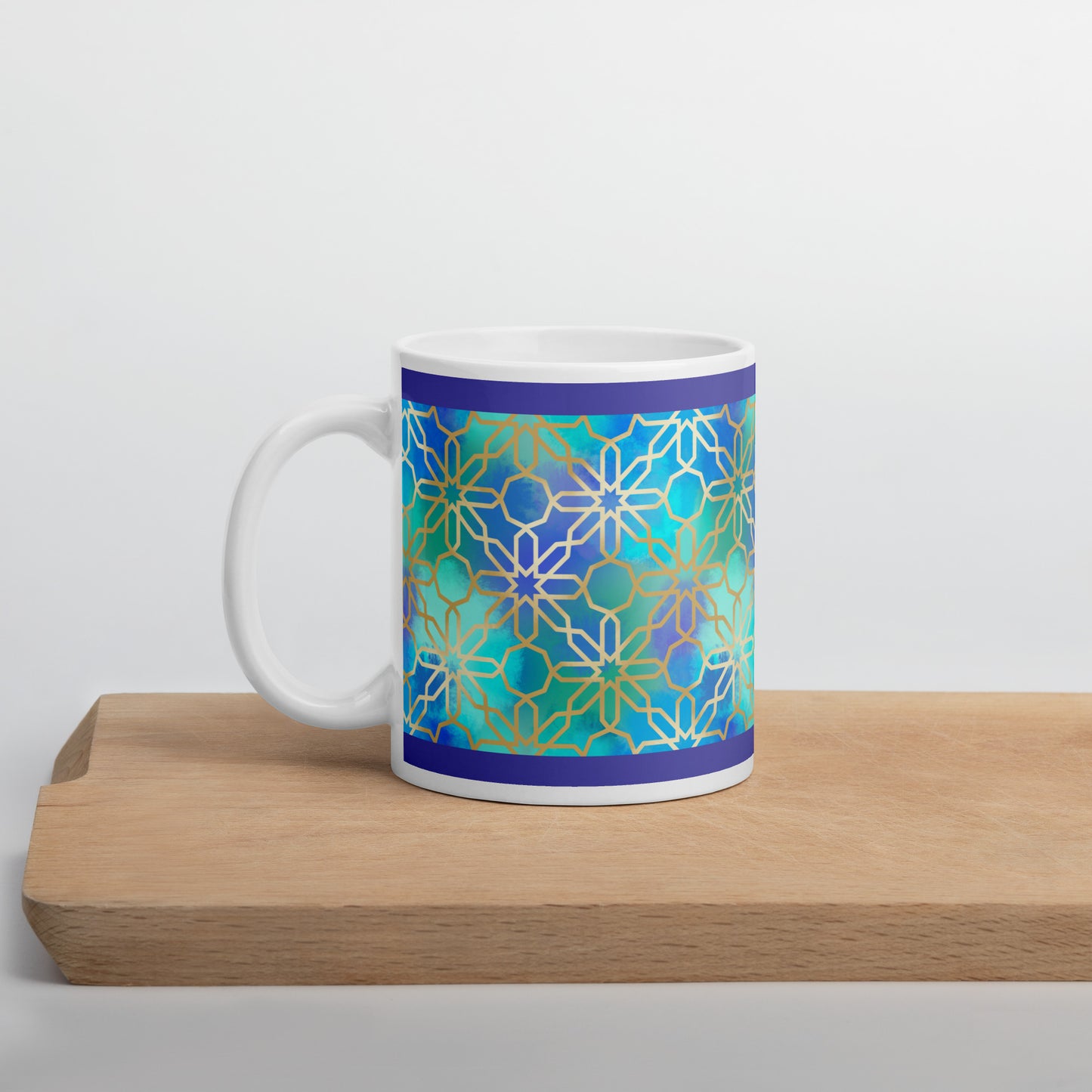 White glossy mug - Arabian Geometry in Red Sea Watercolors