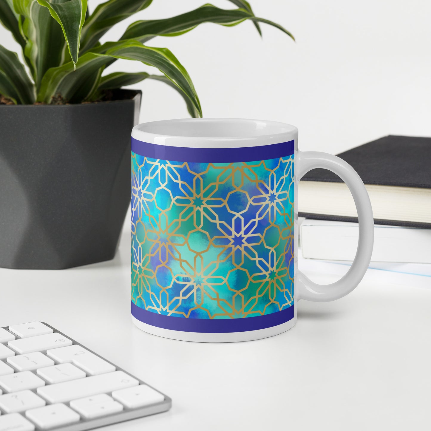 White glossy mug - Arabian Geometry in Red Sea Watercolors