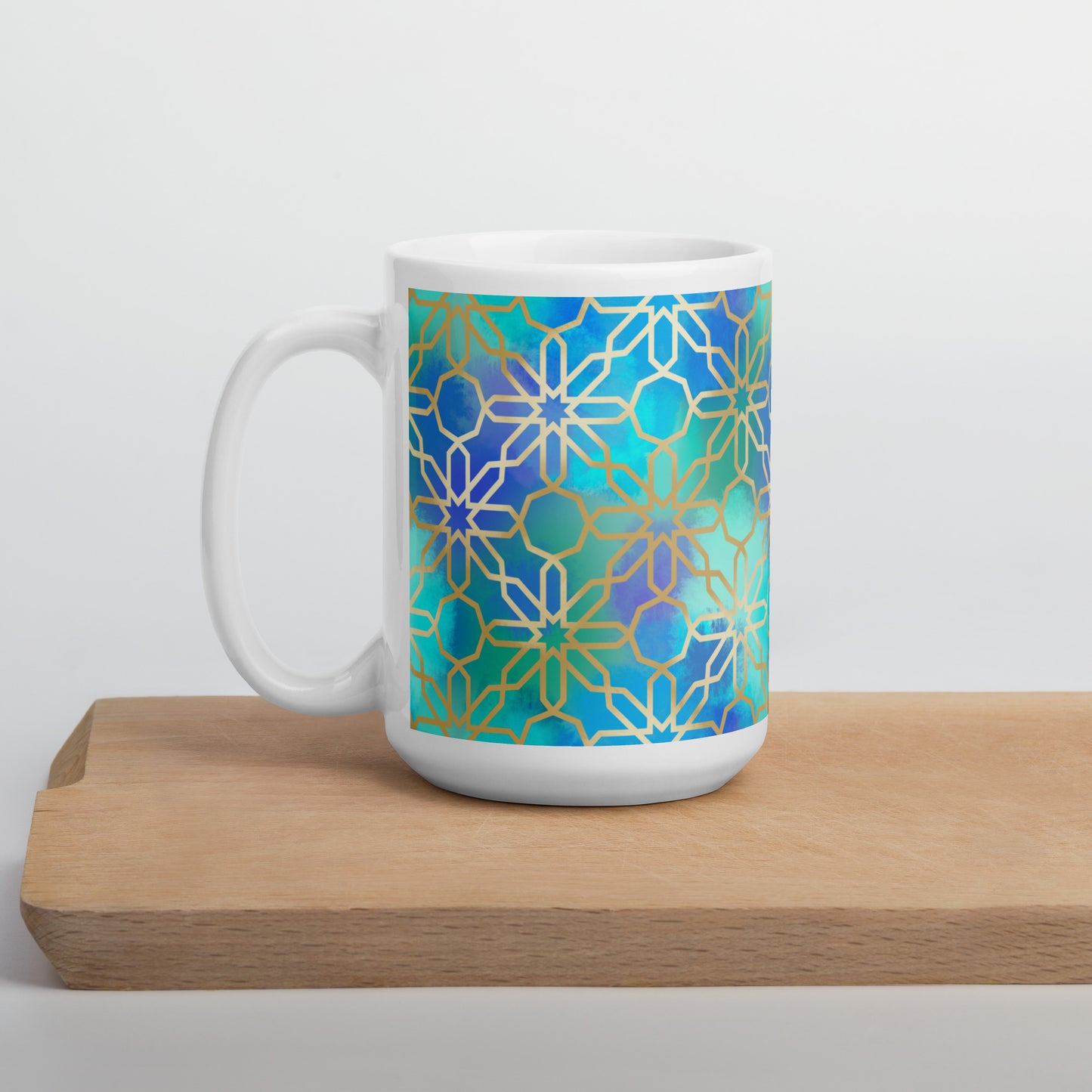 White glossy mug - Arabian Geometry in Red Sea Watercolors