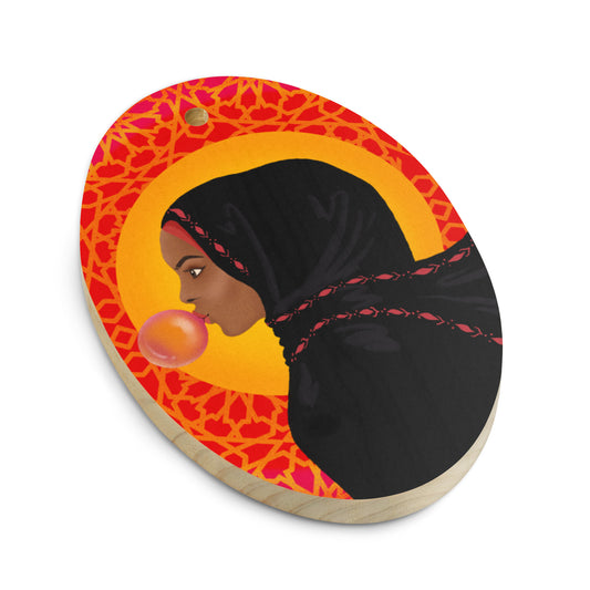 Wooden ornaments / magnet - Hijabi Pop Art Collection - Bubble Pop