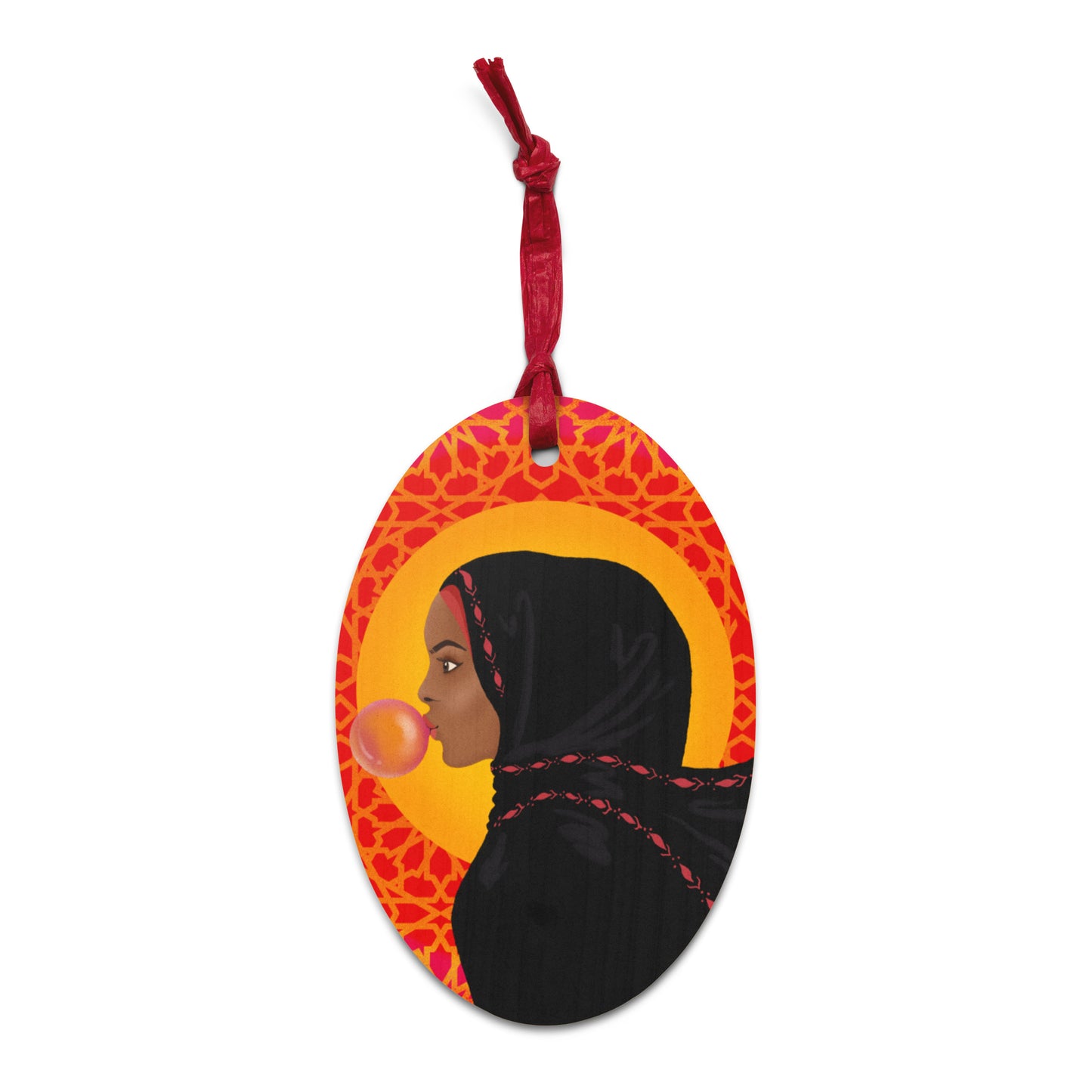 Wooden ornaments / magnet - Hijabi Pop Art Collection - Bubble Pop
