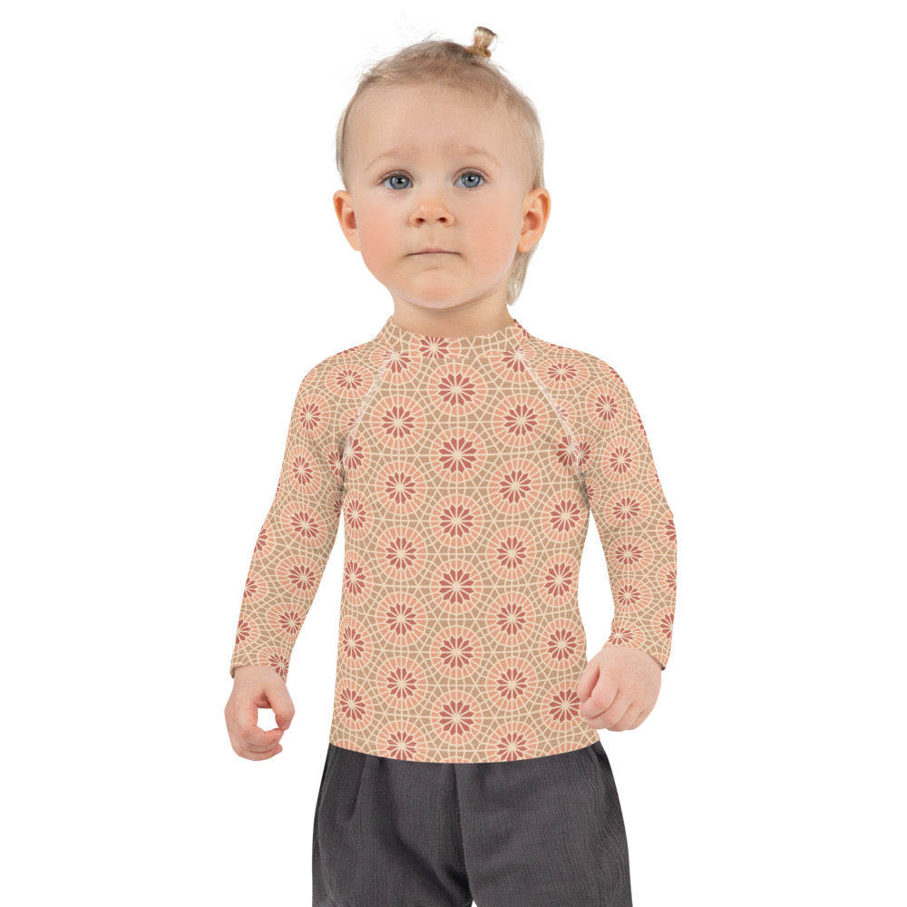 Kids Rash Guard 2T to 7 years - Geometric Star 2 - Cocoa and Cream