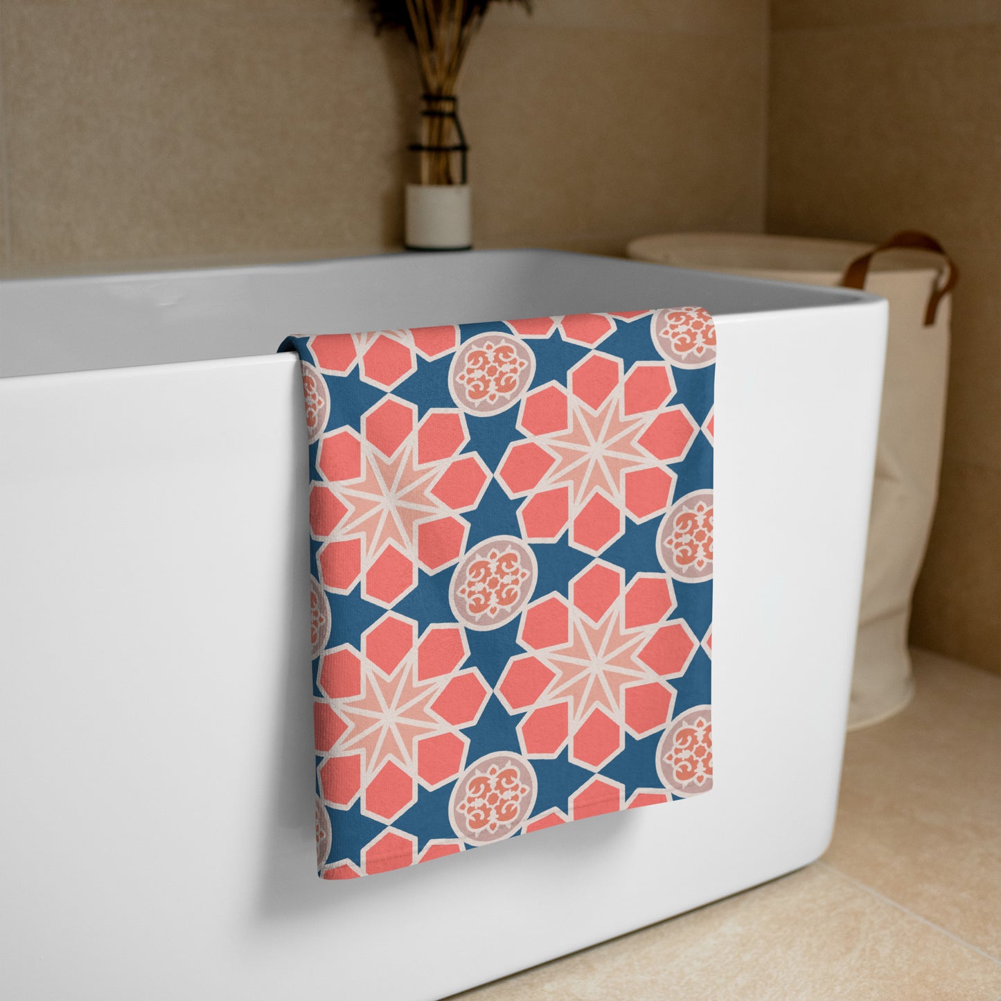 Towel - Geometric Arabesque Mashup in Pink