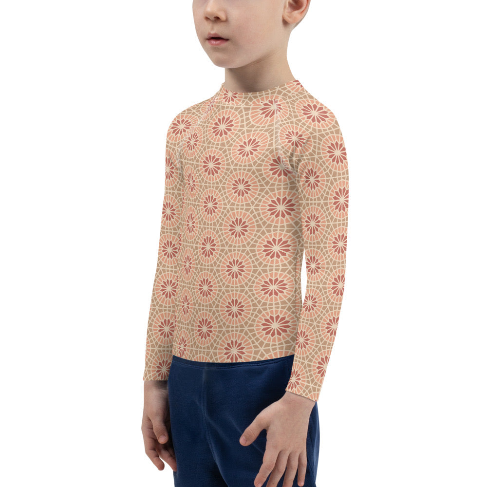 Kids Rash Guard 2T to 7 years - Geometric Star 2 - Cocoa and Cream