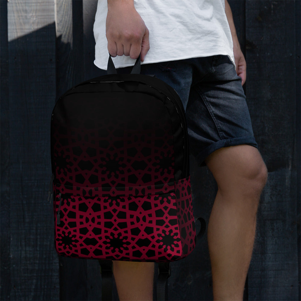 Backpack - Geometric Ombré in Black and Red