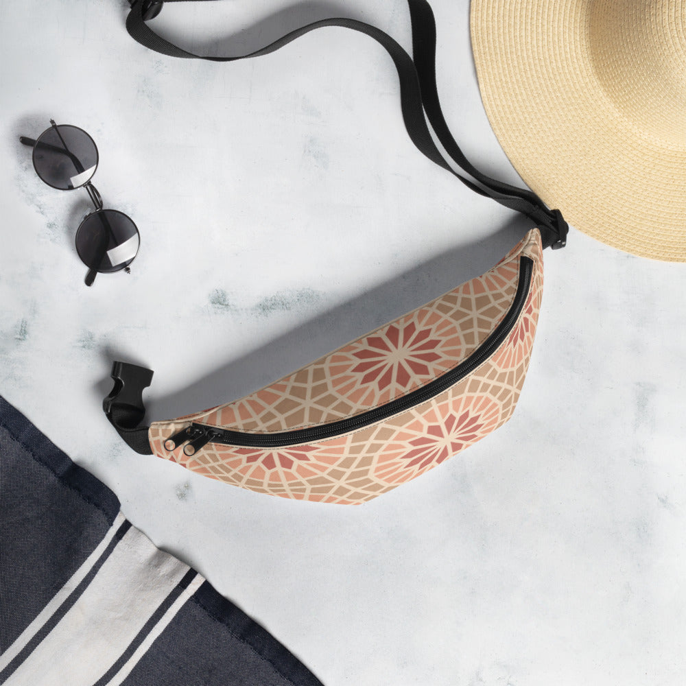 Fanny Pack (bum bag) - Geometric  Star 2 - Cocoa and Cream
