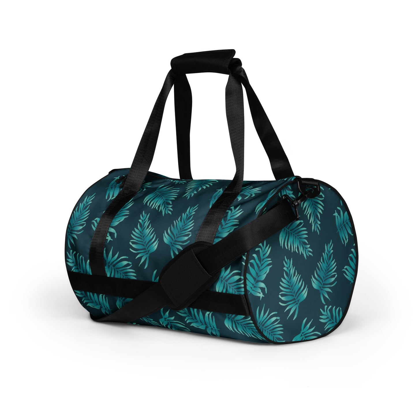 All-over print gym bag - Palm Leaves in Blue Ombre
