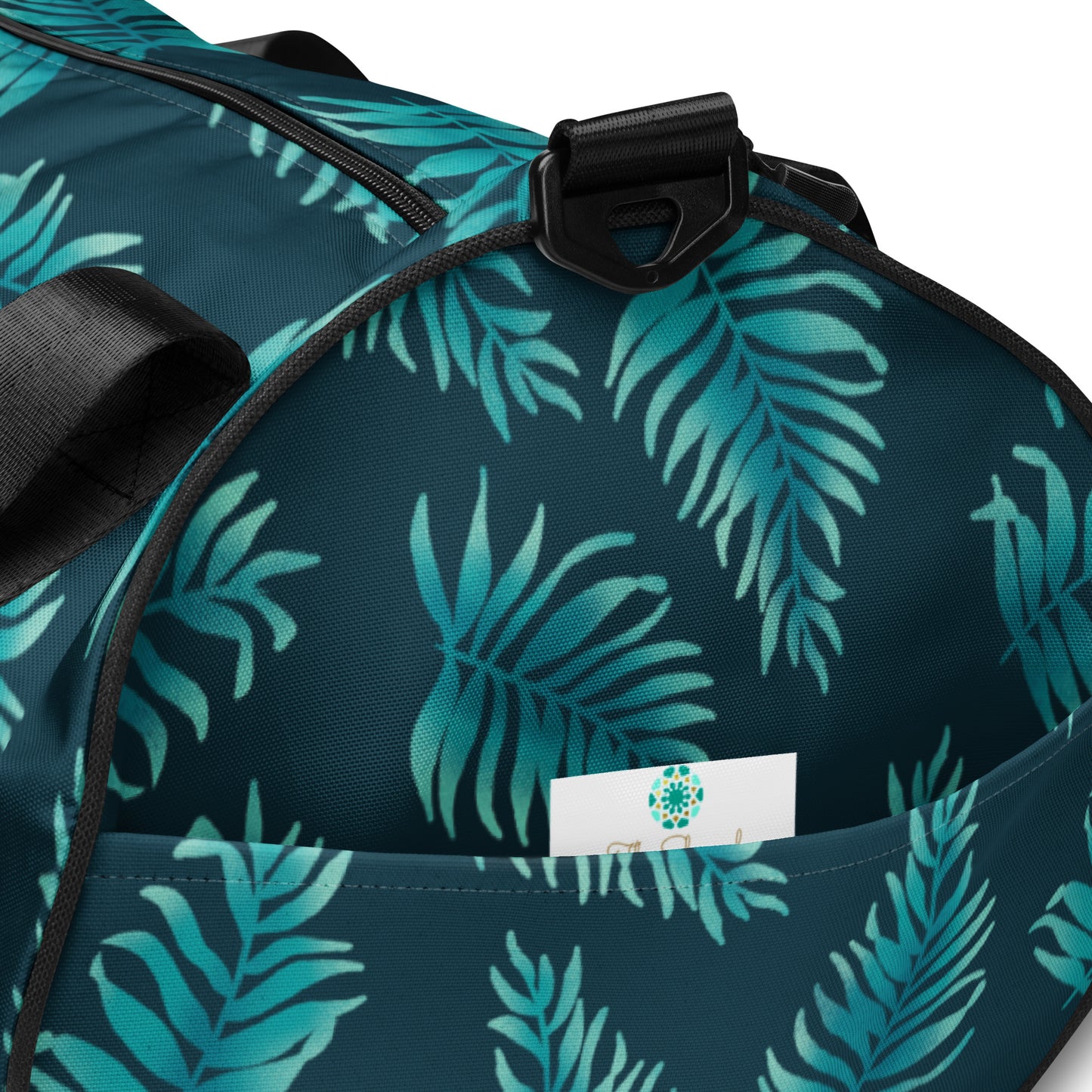All-over print gym bag - Palm Leaves in Blue Ombre