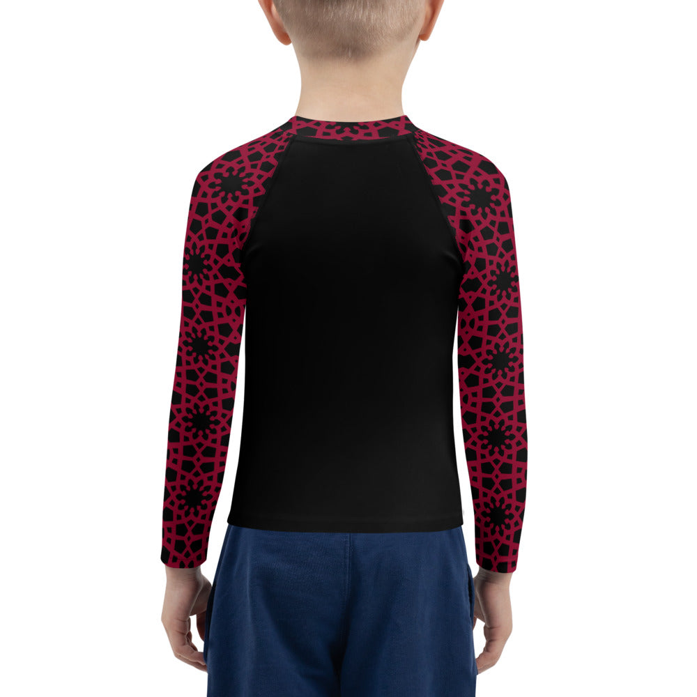 Kids Rash Guard 2T - 7 years - Geometric Red and Black