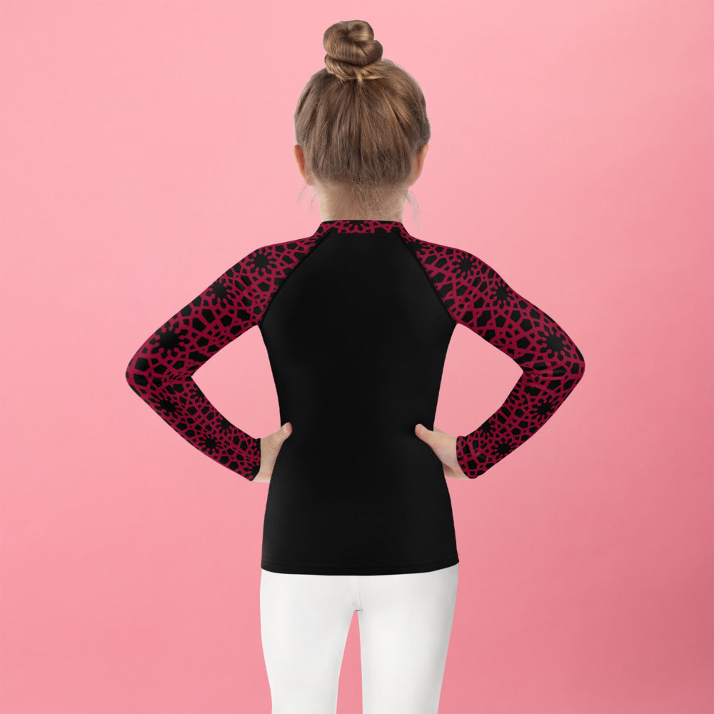 Kids Rash Guard 2T - 7 years - Geometric Red and Black