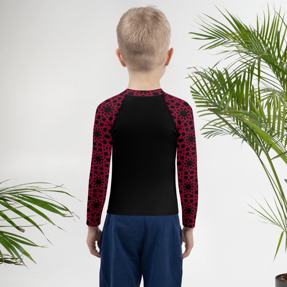 Kids Rash Guard 2T - 7 years - Geometric Red and Black