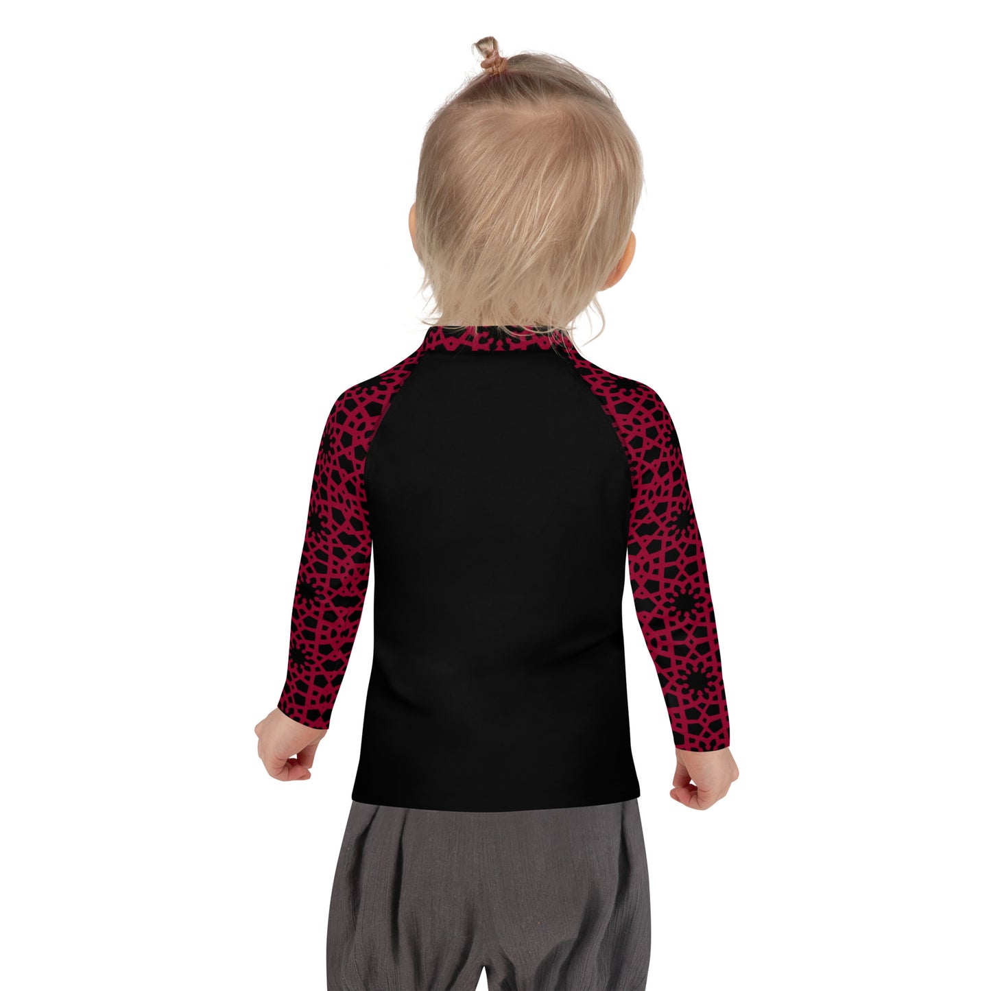 Kids Rash Guard 2T - 7 years - Geometric Red and Black