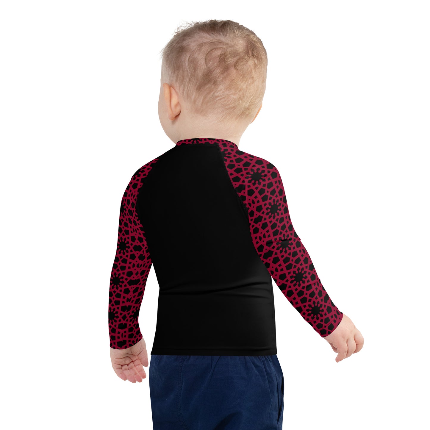 Kids Rash Guard 2T - 7 years - Geometric Red and Black