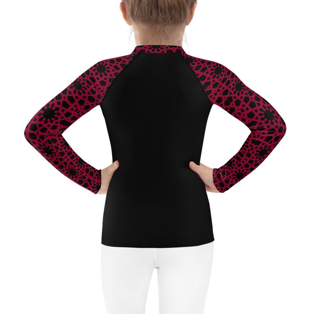 Kids Rash Guard 2T - 7 years - Geometric Red and Black