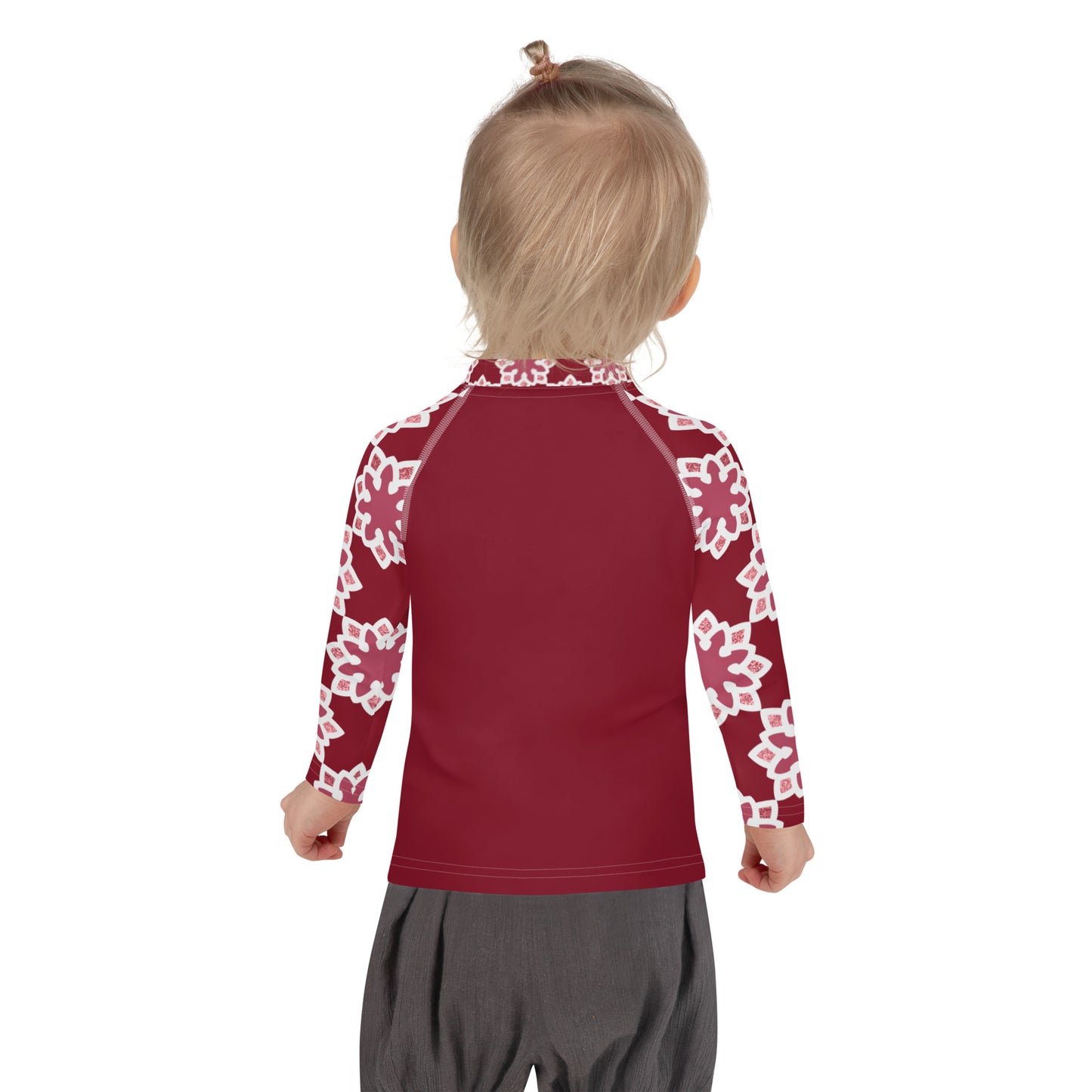 Kids Rash Guard - Arabesque Flower in Rouge