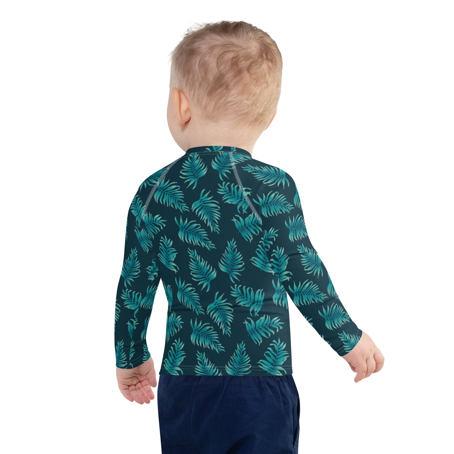 Kids Rash Guard 2T - 7 years - Palm Leaves in Blue Ombre
