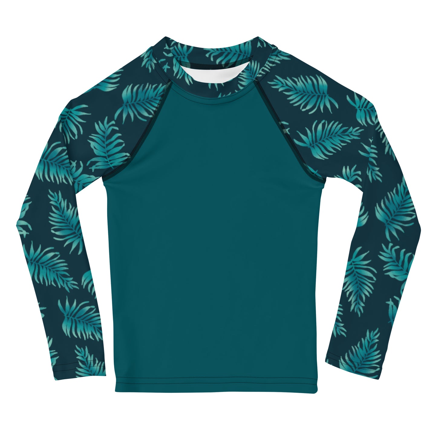 Kids Rash Guard 2T - 7 years - Palm Leaves in Blue Ombre Sleeve