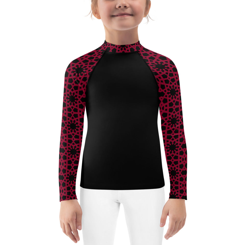 Kids Rash Guard 2T - 7 years - Geometric Red and Black