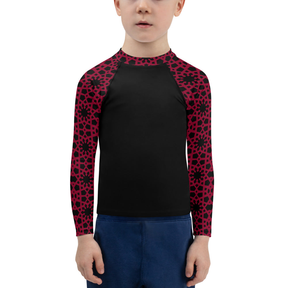 Kids Rash Guard 2T - 7 years - Geometric Red and Black
