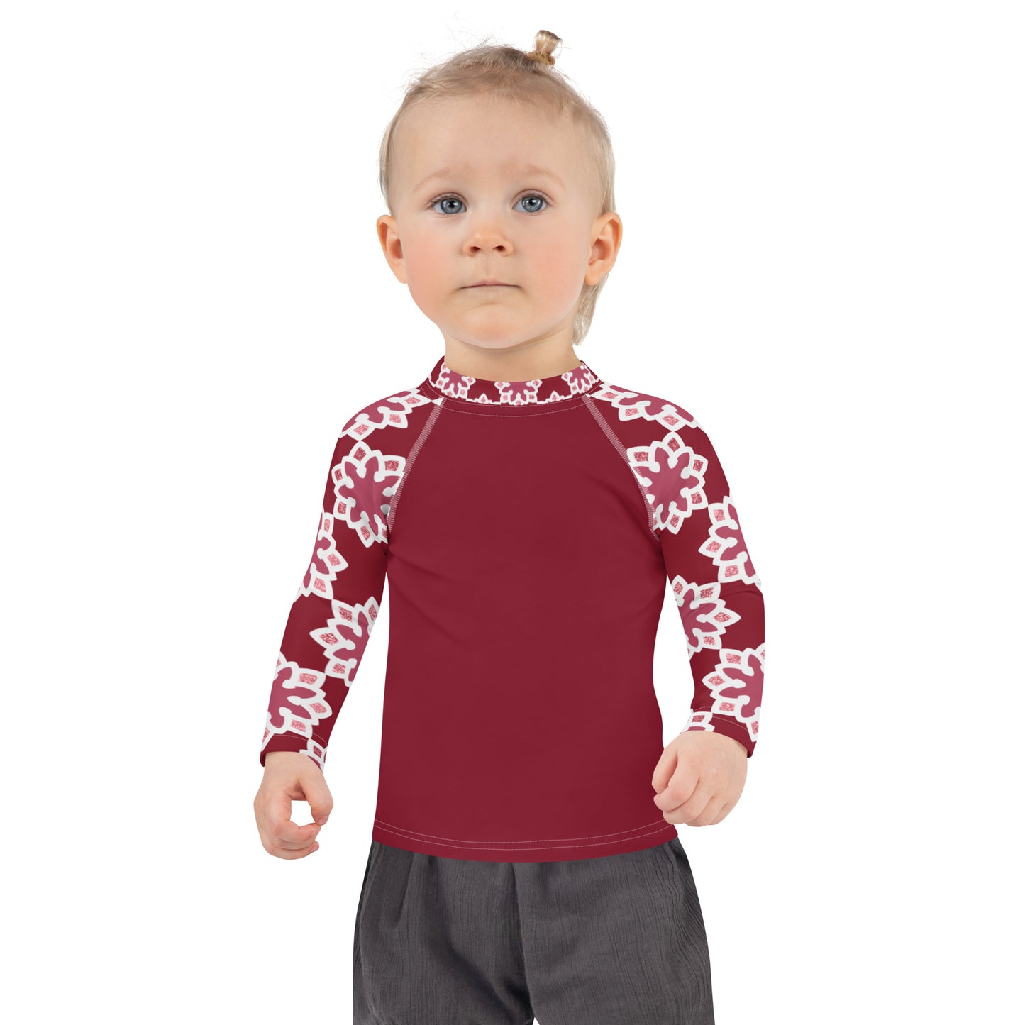 Kids Rash Guard - Arabesque Flower in Rouge