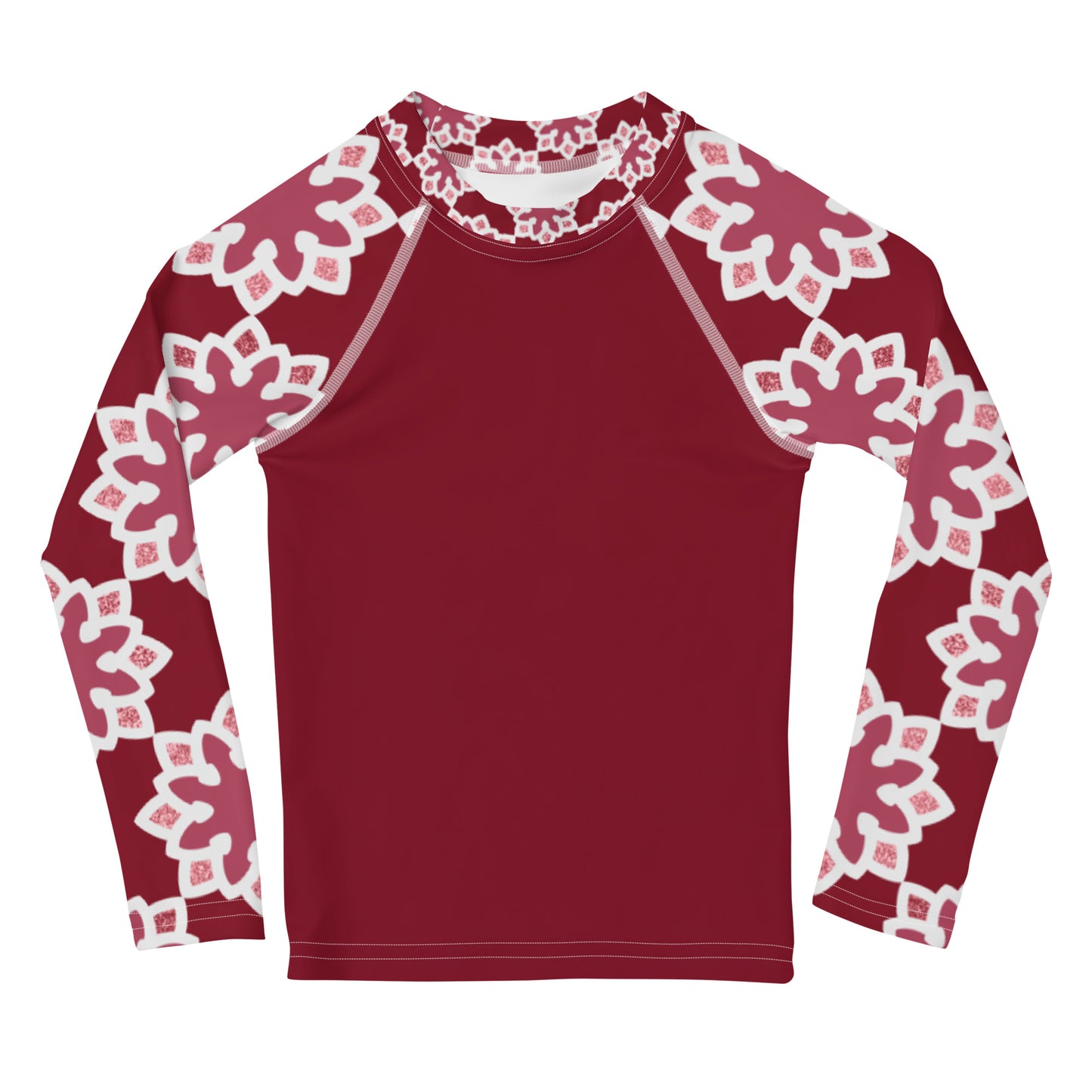 Kids Rash Guard - Arabesque Flower in Rouge