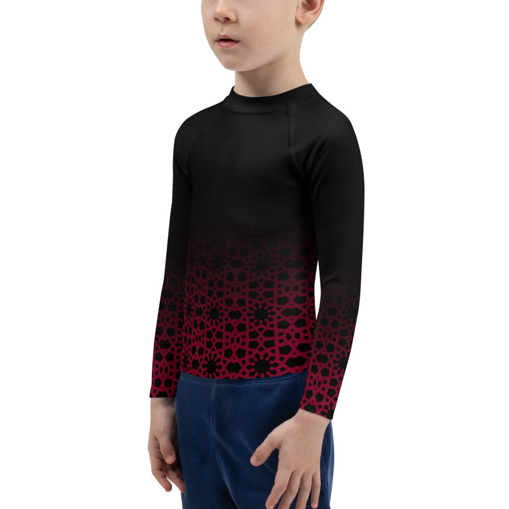 Kids Rash Guard 2T - 7 years - Geometric Ombre in Black and Red
