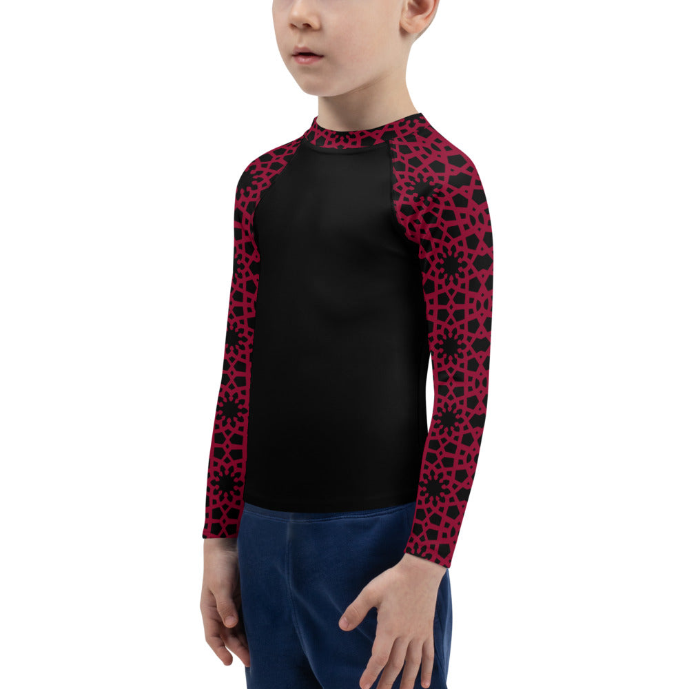 Kids Rash Guard 2T - 7 years - Geometric Red and Black