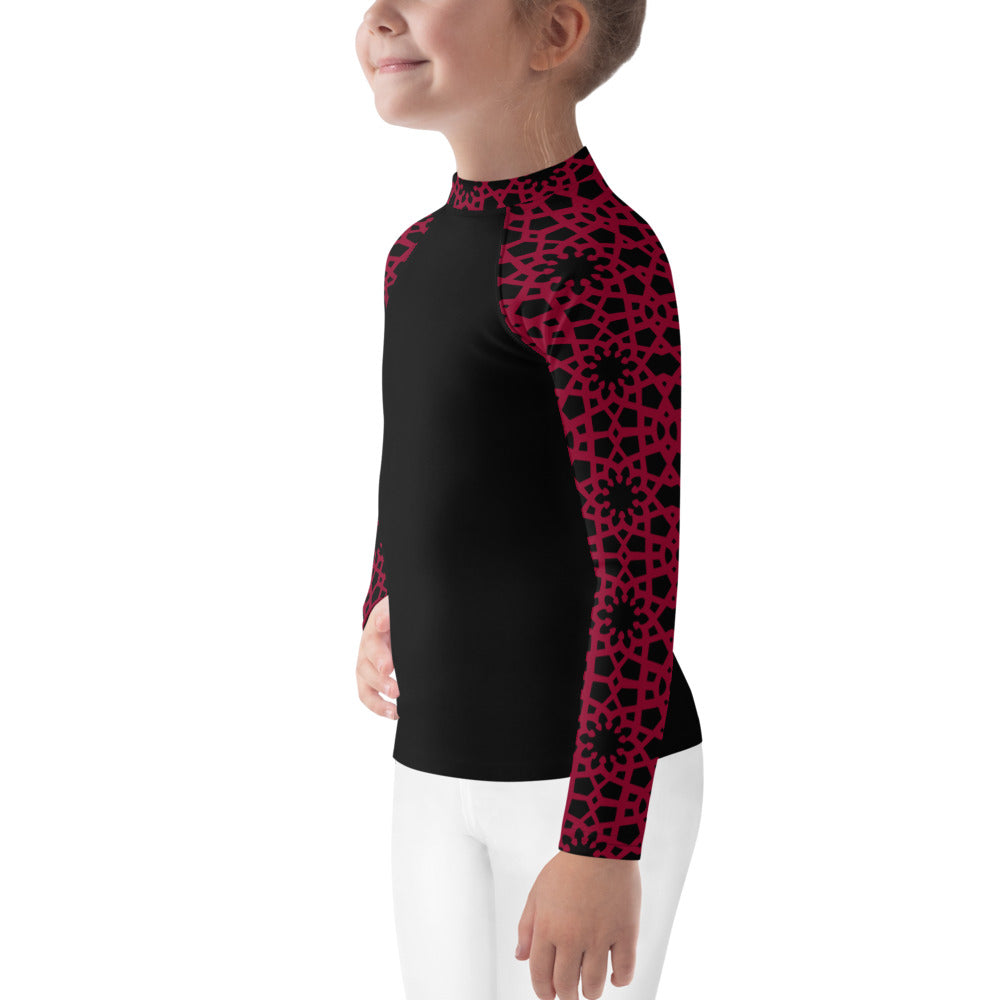 Kids Rash Guard 2T - 7 years - Geometric Red and Black