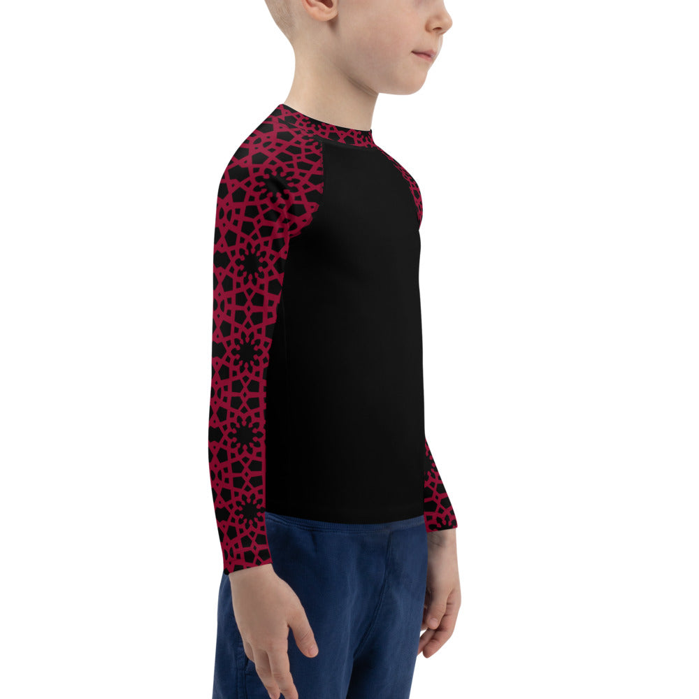 Kids Rash Guard 2T - 7 years - Geometric Red and Black