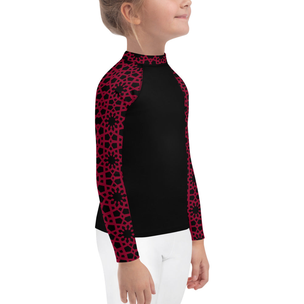 Kids Rash Guard 2T - 7 years - Geometric Red and Black