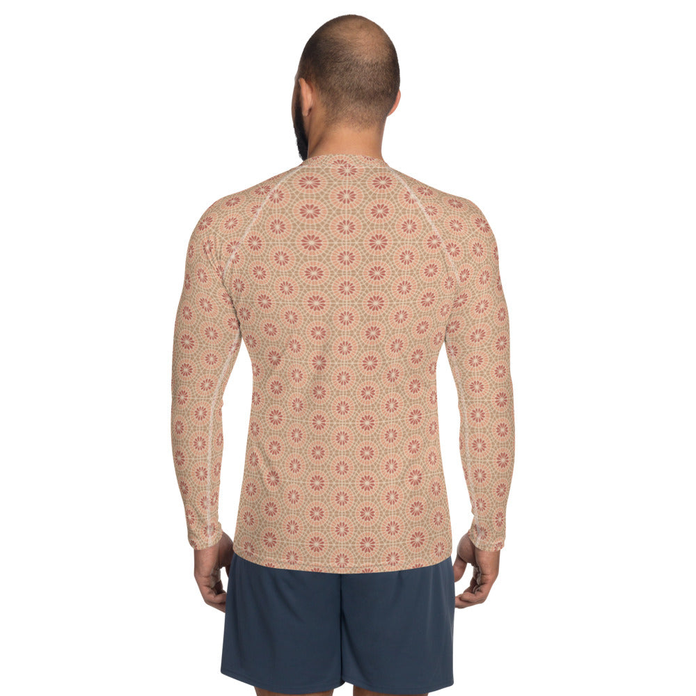 Men's Rash Guard - Geometric Star 2 - Cocoa and Cream