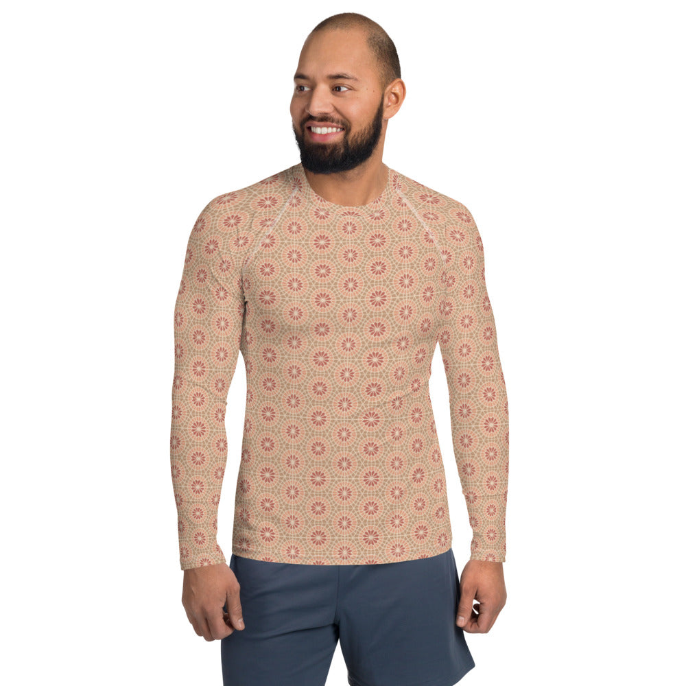 Men's Rash Guard - Geometric Star 2 - Cocoa and Cream