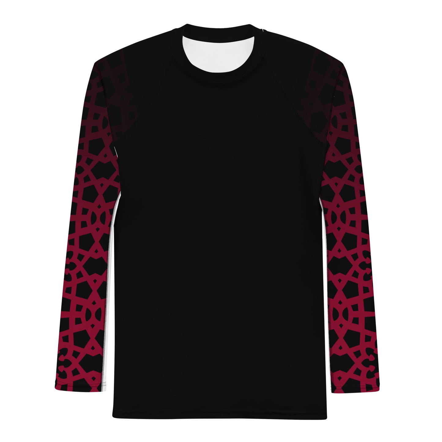 Men's Rash Guard - Geometric Ombre in Black and Red Sleeve