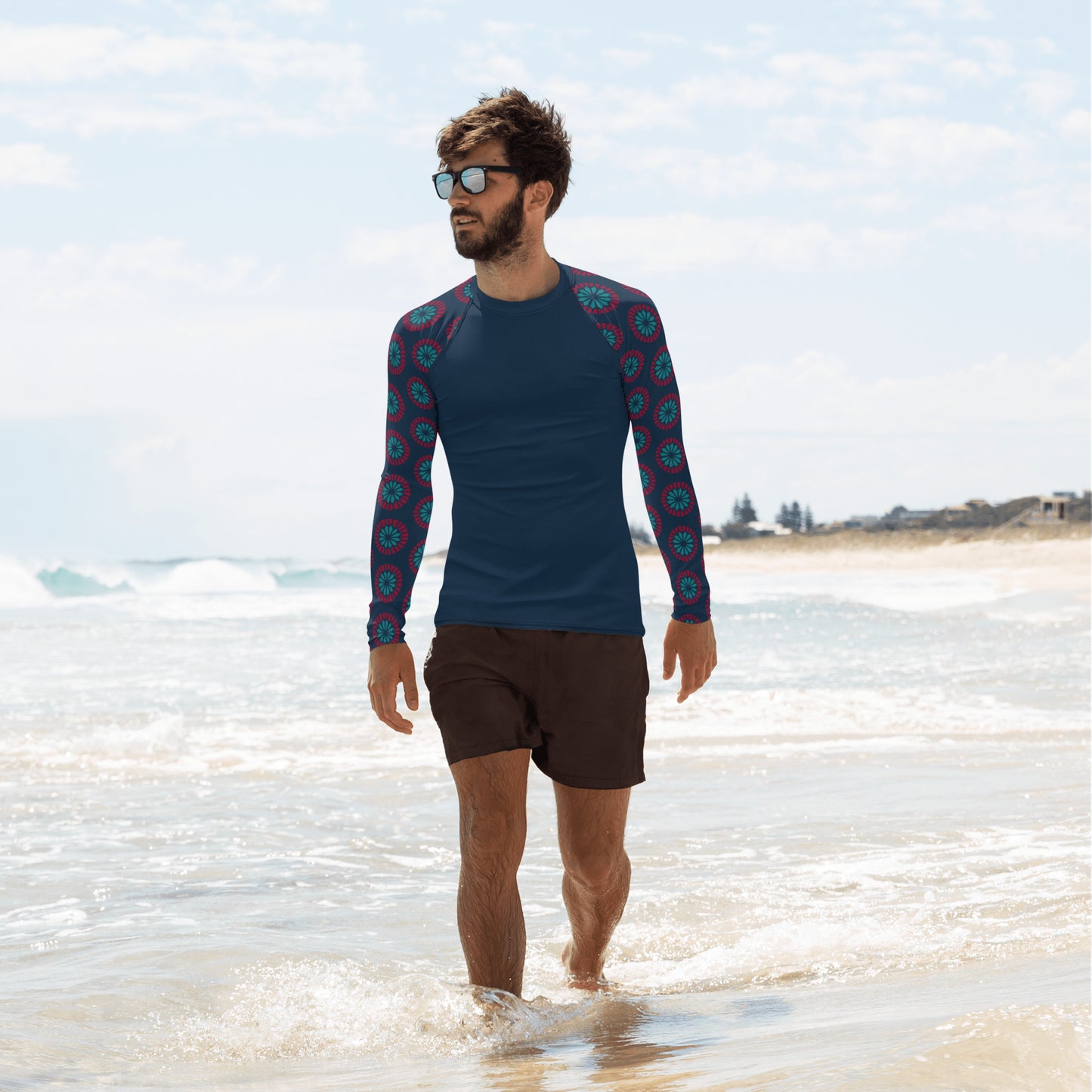 Men's Rash Guard - Geometric Sea Star Sleeve