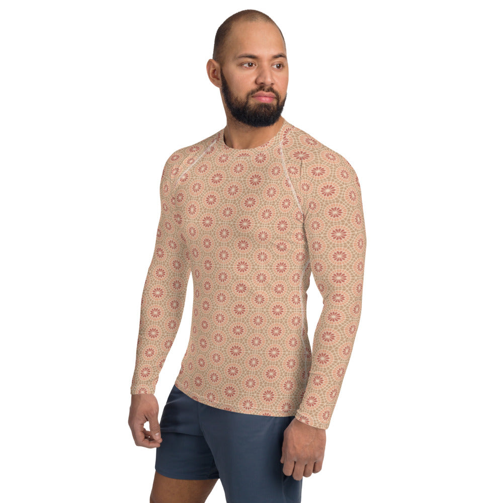 Men's Rash Guard - Geometric Star 2 - Cocoa and Cream