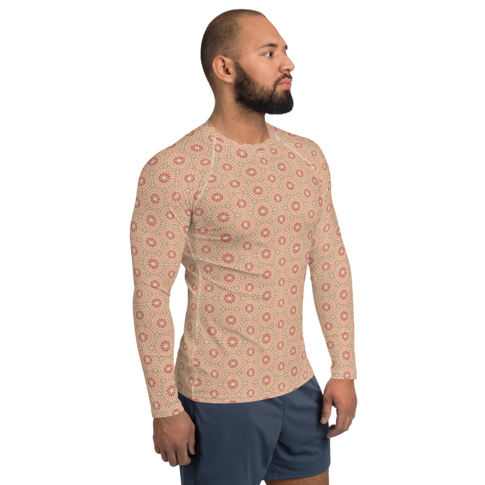 Men's Rash Guard - Geometric Star 2 - Cocoa and Cream