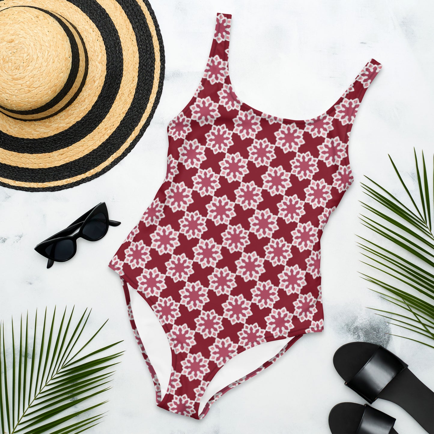 One-Piece Swimsuit - Arabesque Flower in Pink